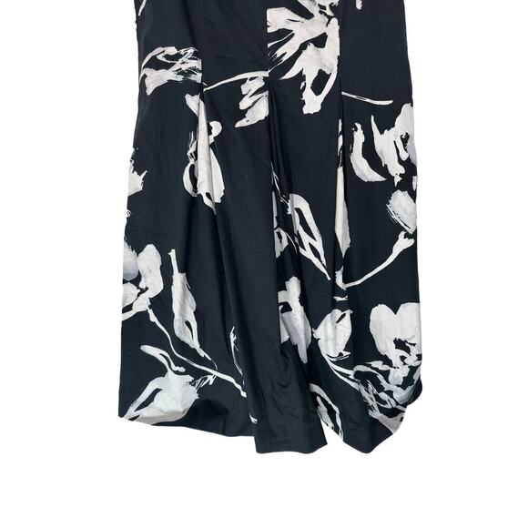 Lauren Ralph Lauren Black‎ White Floral Print Flutter Sleeve A-Line Dress Size 8 - Picture 6 of 13